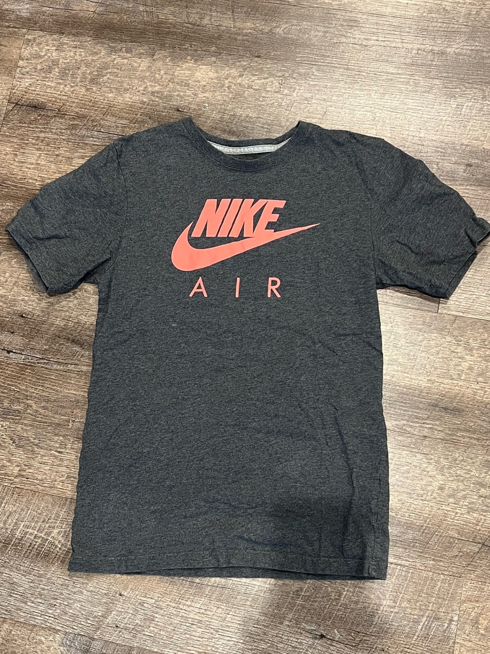 Nike T-shirt — Charcoal Gray with Coral Accent